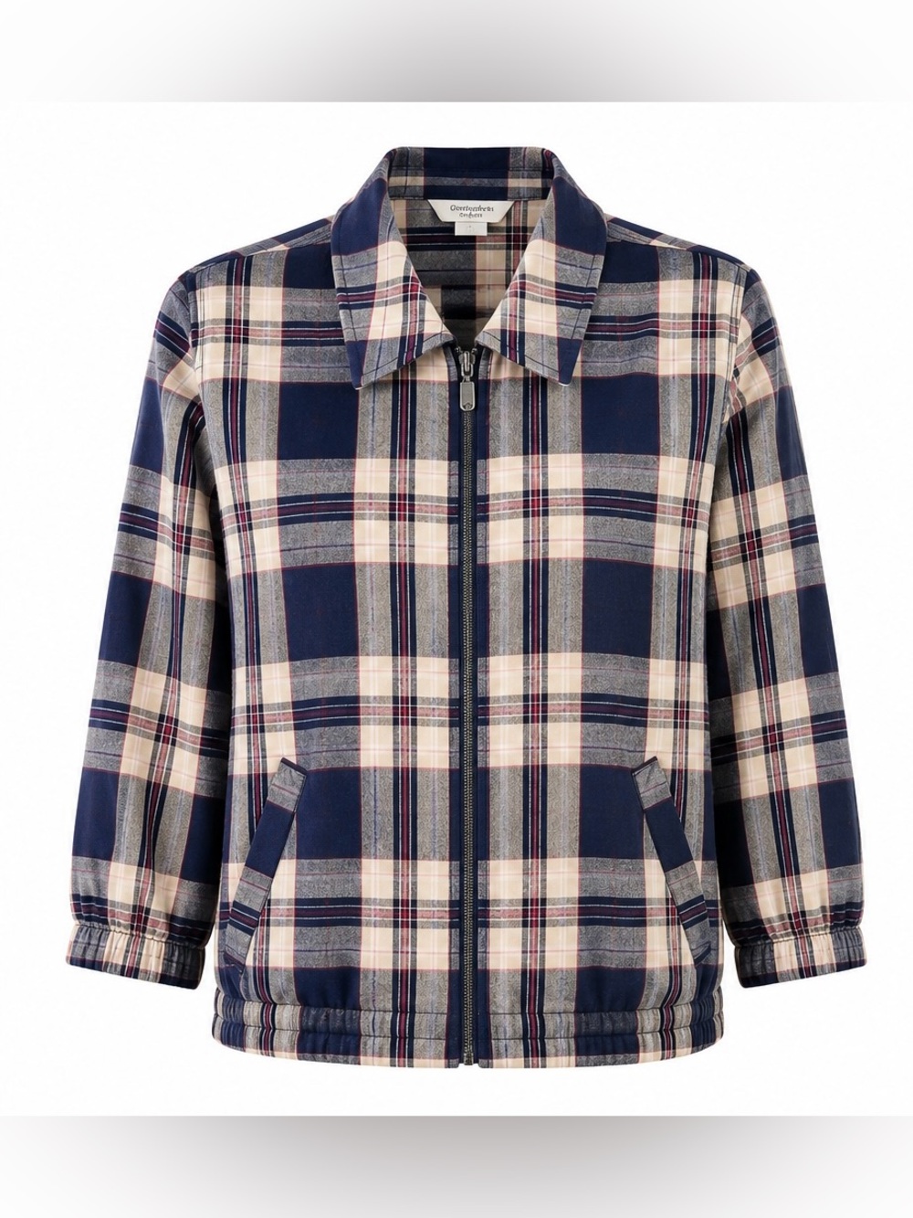 Plaid Zip Jacket Shacket Nautical Preppy Lightweight Coastal Capsule Lagenlook M